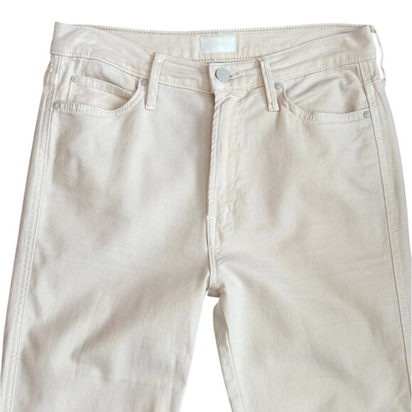 MOTHER High Waisted Rascal Ankle Fray Jeans in Chalk It Up Ivory Women's Size 28 - Picture 5 of 13